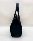 Donna Karan Black Satin & Embossed Leather Trim Crossbody Tote