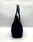 Donna Karan Black Satin & Embossed Leather Trim Crossbody Tote