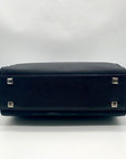 Donna Karan Black Satin & Embossed Leather Trim Crossbody Tote