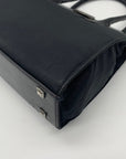 Donna Karan Black Satin & Embossed Leather Trim Crossbody Tote