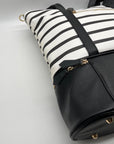Black & White Striped Faux Leather Tote Bag