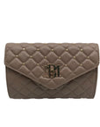 Badgley Mischka Taupe Diamond Quilted Crossbody Bag