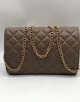Badgley Mischka Taupe Diamond Quilted Crossbody Bag