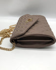 Badgley Mischka Taupe Diamond Quilted Crossbody Bag