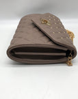 Badgley Mischka Taupe Diamond Quilted Crossbody Bag