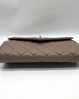 Badgley Mischka Taupe Diamond Quilted Crossbody Bag