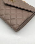 Badgley Mischka Taupe Diamond Quilted Crossbody Bag
