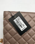Badgley Mischka Taupe Diamond Quilted Crossbody Bag