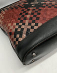 Brighton Patent Leather Vintage Black And Brown Woven Shoulder Bag
