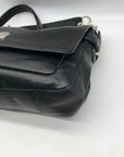Coach Black Leather Chelsea Turn Lock Flap Shoulder Bag 17825