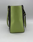 Michael Kors Brown & Neon Green Signature Monogram Tote Bag