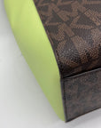 Michael Kors Brown & Neon Green Signature Monogram Tote Bag