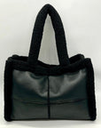 Like Dreams Black Everyday Faux Leather Sherpa Tote Bag
