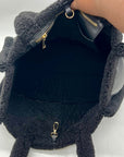 Like Dreams Black Everyday Faux Leather Sherpa Tote Bag