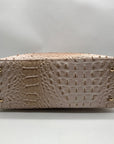 Zan Studio Beige Croc Embossed Leather Convertible Satchel Bag
