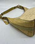 Brahmin Beige Crock-Embossed Leather Shoulder Bag