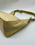 Brahmin Beige Crock-Embossed Leather Shoulder Bag