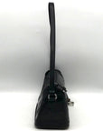 Vintage Brighton Black Croc Embossed Leather Baguette
