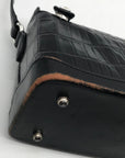Vintage Brighton Black Croc Embossed Leather Baguette