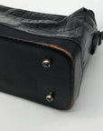 Vintage Brighton Black Croc Embossed Leather Baguette