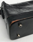 Vintage Brighton Black Croc Embossed Leather Baguette