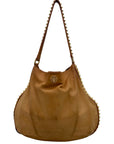 Tory Burch Tan Leather Pyramid Studded Hobo Shoulder Bag