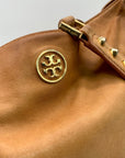 Tory Burch Tan Leather Pyramid Studded Hobo Shoulder Bag