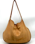 Tory Burch Tan Leather Pyramid Studded Hobo Shoulder Bag