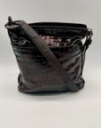Brighton Brown Croc-Embossed Organizer Shoulder Bag