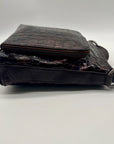 Brighton Brown Croc-Embossed Organizer Shoulder Bag