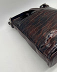 Brighton Brown Croc-Embossed Organizer Shoulder Bag