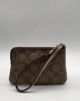 Coach Signature Brown Coated Canvas Zip Wristlet