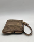 Coach Signature Brown Coated Canvas Zip Wristlet