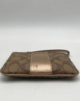 Coach Signature Brown Coated Canvas Zip Wristlet