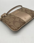 Coach Signature Brown Coated Canvas Zip Wristlet