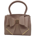 Grossi Pink Faux Leather Poppy Bowtie Top Handle Satchel Bag