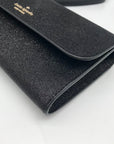 Kate Spade Black Glitter Fabric Medium Flap Phone Wristlet