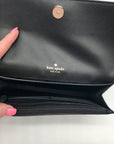 Kate Spade Black Glitter Fabric Medium Flap Phone Wristlet