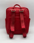 Badgley Mischka Red Quilted Leather Backpack