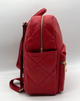 Badgley Mischka Red Quilted Leather Backpack