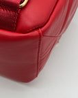 Badgley Mischka Red Quilted Leather Backpack