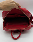 Badgley Mischka Red Quilted Leather Backpack