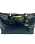 Brahmin Black Croc-Embossed Leather Mini Asher Shoulder Bag