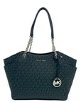 Michael Kors Jet Set Black Signature Coated Canvas Shoulder Bag