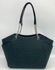 Michael Kors Jet Set Black Signature Coated Canvas Shoulder Bag