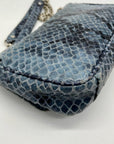 Michael Kors Blue Leather Fulton Denium Python Flap Shoulder Bag