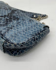 Michael Kors Blue Leather Fulton Denium Python Flap Shoulder Bag