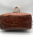 Dooney & Bourke Brown Tortoise Embossed Chiara Drawstring Satchel