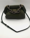 Themoiré Bios Chain Link Forest Green Re-Nylon Crossbody Clutch