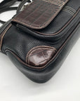 Brighton Black & Brown Croc Embossed Leather Organizer Shoulder Bag